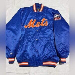 Vintage 2008 New York Mets Cooperstown Collection Majestic Baseball Satin Jacket